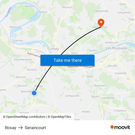 Rosay to Seraincourt map