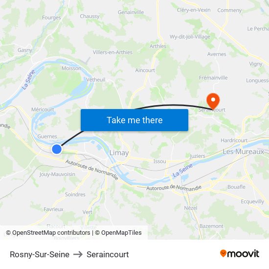 Rosny-Sur-Seine to Seraincourt map