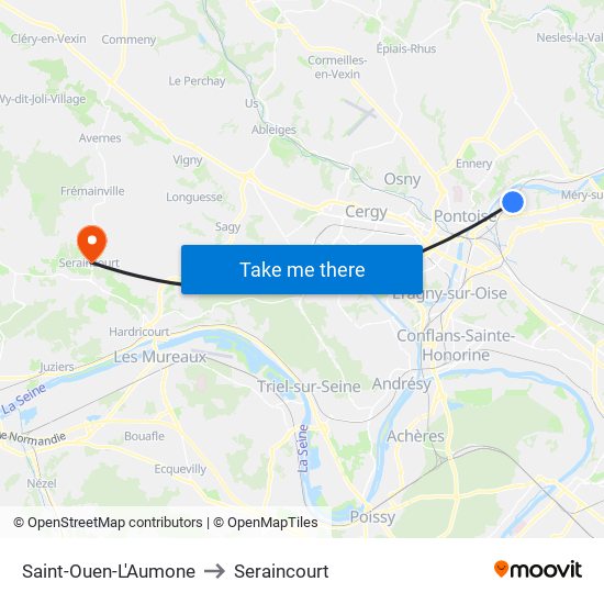 Saint-Ouen-L'Aumone to Seraincourt map