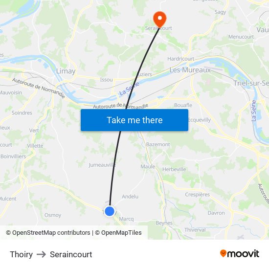 Thoiry to Seraincourt map
