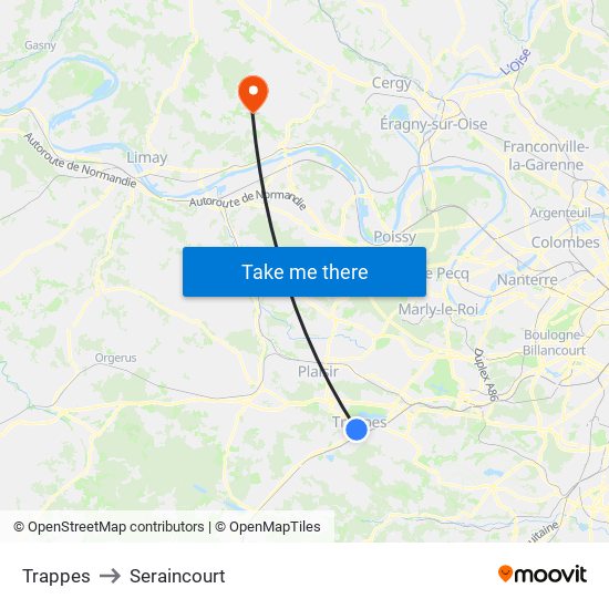 Trappes to Seraincourt map