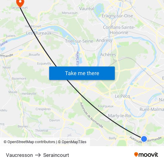 Vaucresson to Seraincourt map