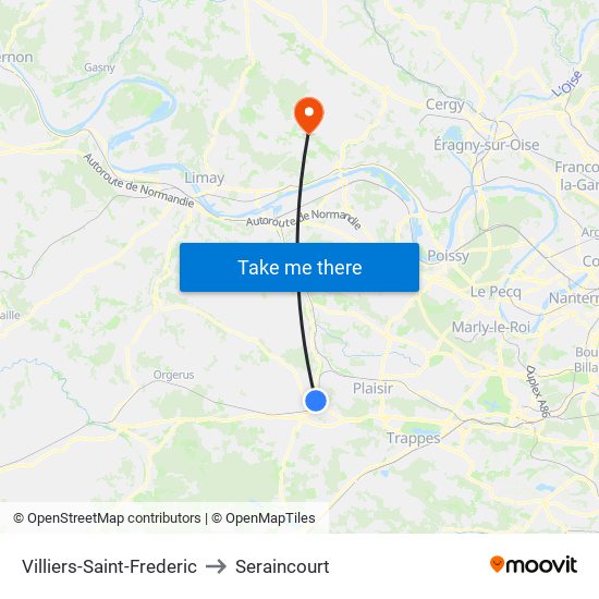 Villiers-Saint-Frederic to Seraincourt map