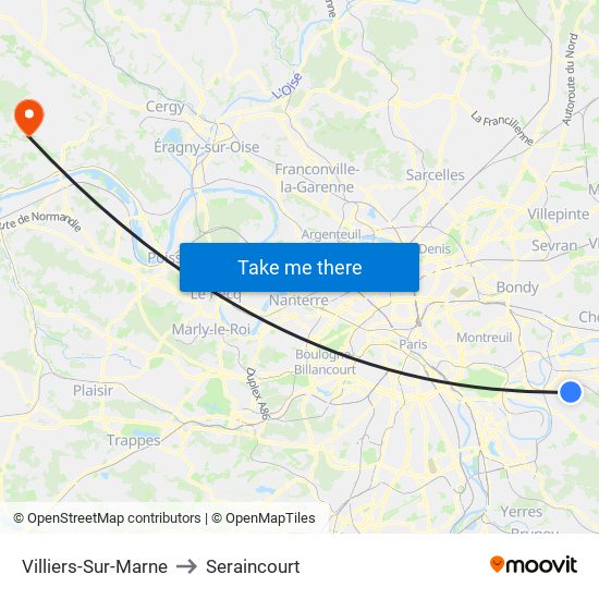 Villiers-Sur-Marne to Seraincourt map