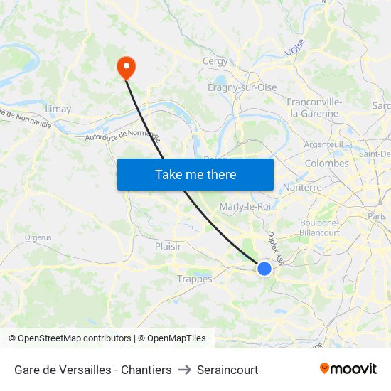 Gare de Versailles - Chantiers to Seraincourt map