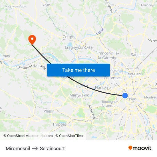 Miromesnil to Seraincourt map