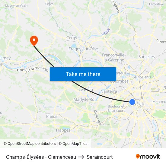 Champs-Élysées - Clemenceau to Seraincourt map