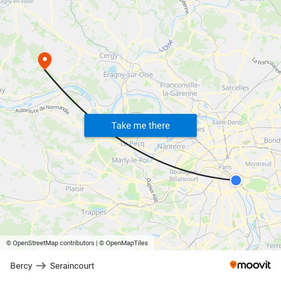 Bercy to Seraincourt map