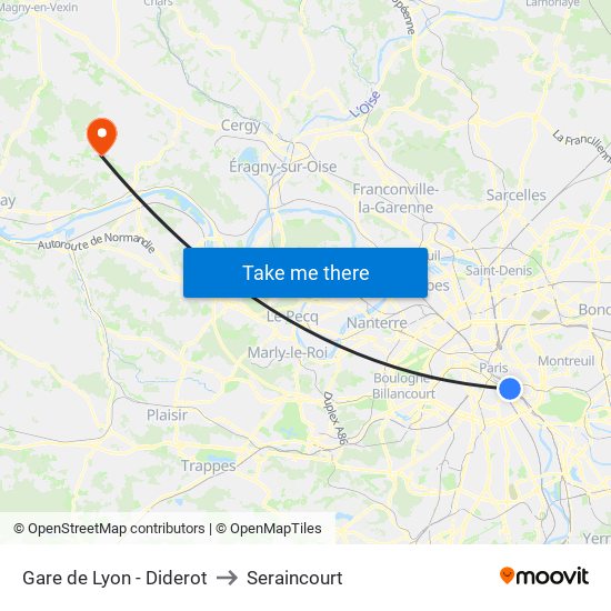 Gare de Lyon - Diderot to Seraincourt map