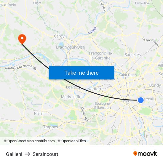 Gallieni to Seraincourt map