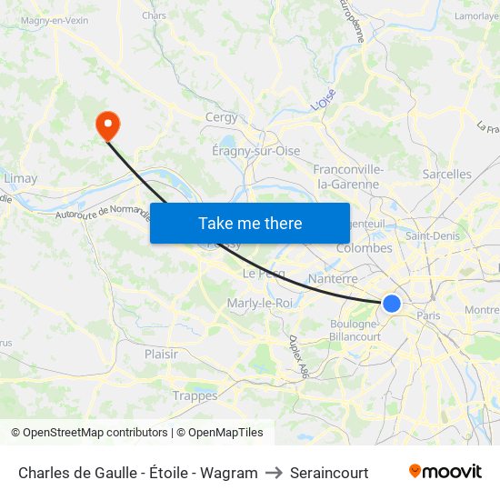 Charles de Gaulle - Étoile - Wagram to Seraincourt map