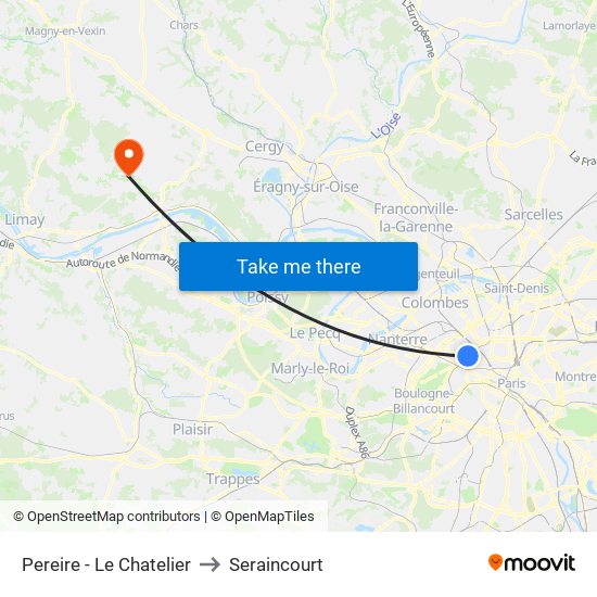 Pereire - Le Chatelier to Seraincourt map