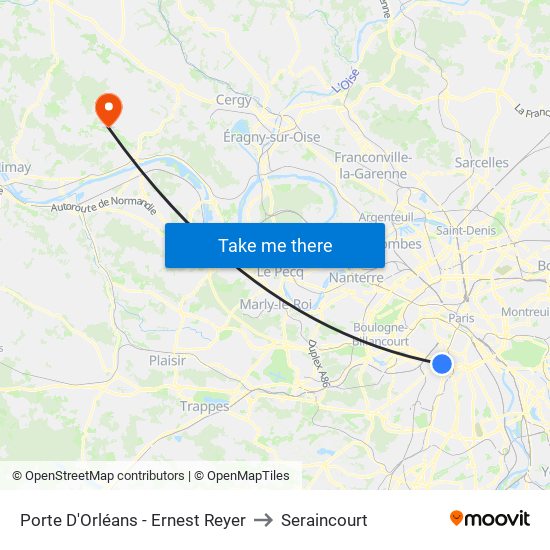 Porte D'Orléans - Ernest Reyer to Seraincourt map