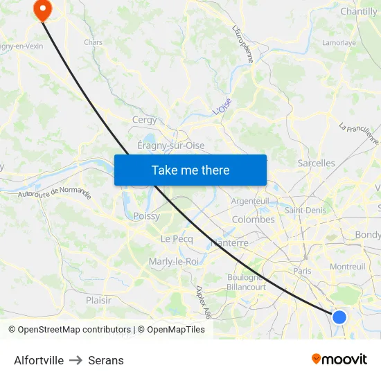 Alfortville to Serans map
