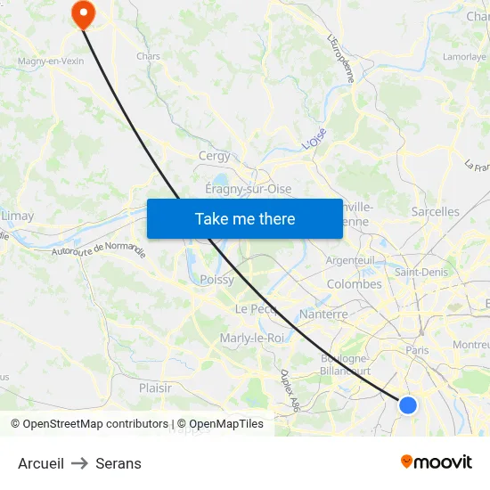 Arcueil to Serans map