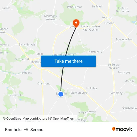 Banthelu to Serans map