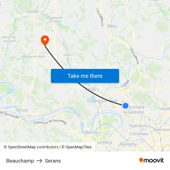 Beauchamp to Serans map