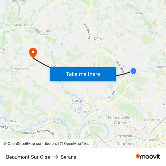 Beaumont-Sur-Oise to Serans map