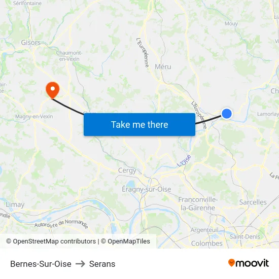 Bernes-Sur-Oise to Serans map