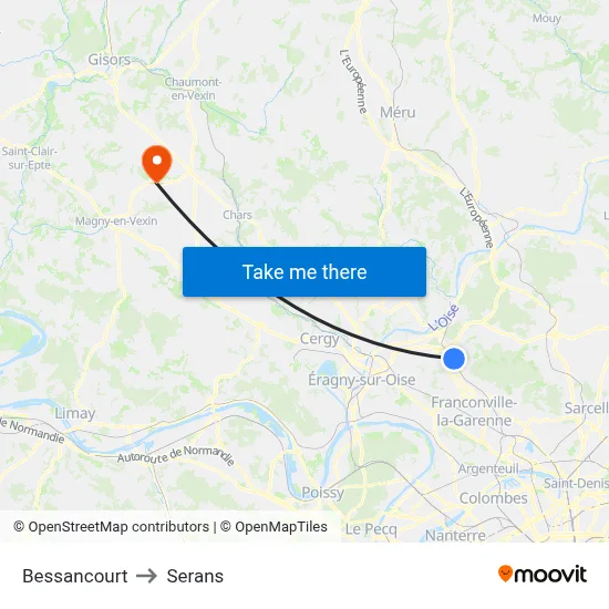 Bessancourt to Serans map