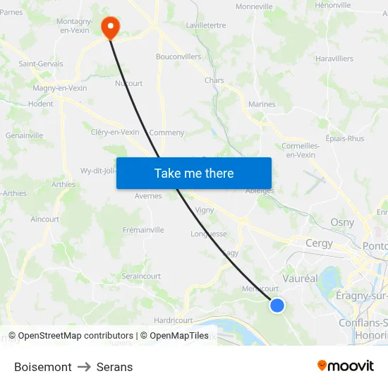 Boisemont to Serans map