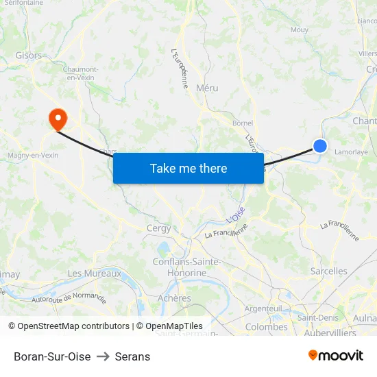 Boran-Sur-Oise to Serans map