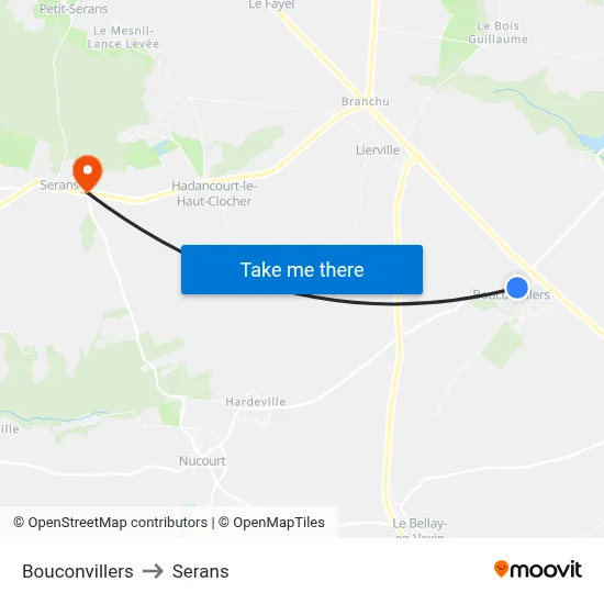 Bouconvillers to Serans map