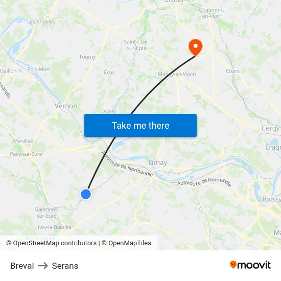 Breval to Serans map