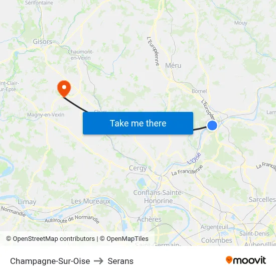 Champagne-Sur-Oise to Serans map