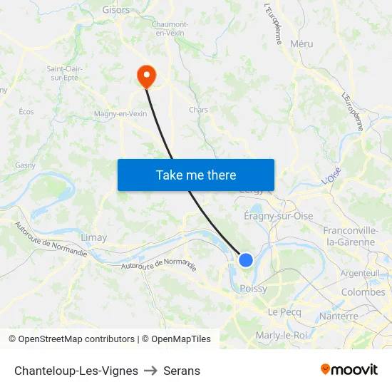 Chanteloup-Les-Vignes to Serans map