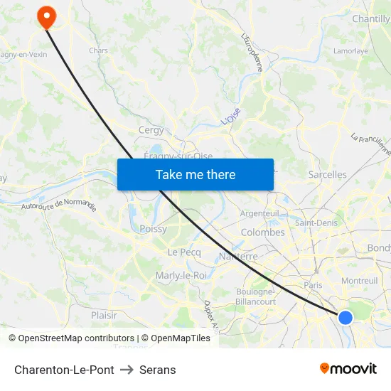 Charenton-Le-Pont to Serans map