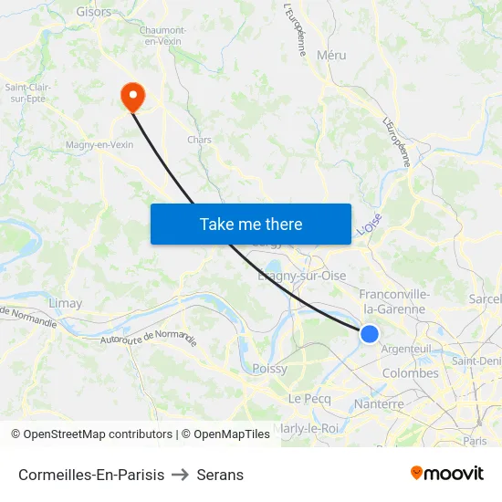 Cormeilles-En-Parisis to Serans map