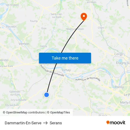 Dammartin-En-Serve to Serans map