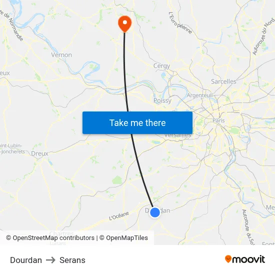 Dourdan to Serans map
