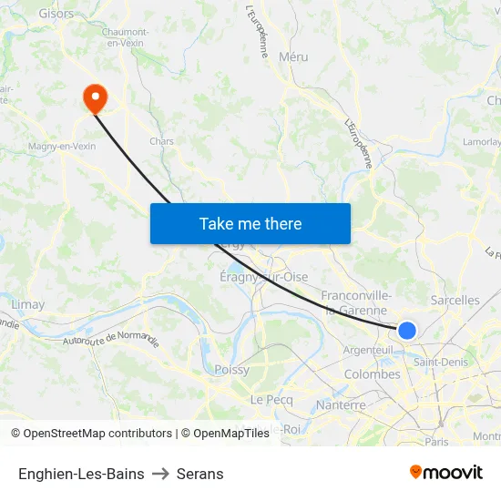 Enghien-Les-Bains to Serans map