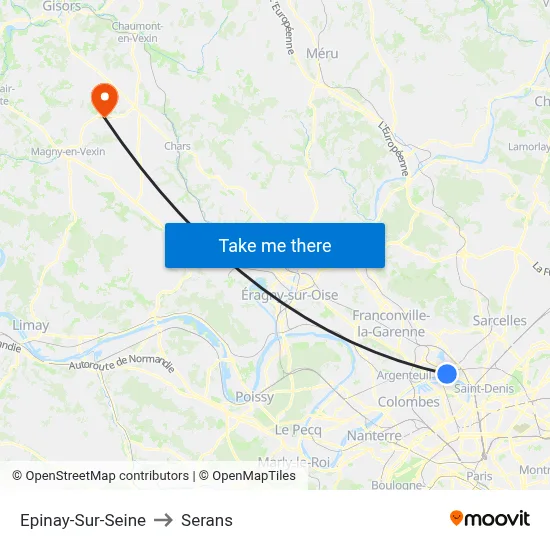 Epinay-Sur-Seine to Serans map