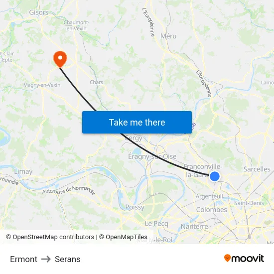 Ermont to Serans map