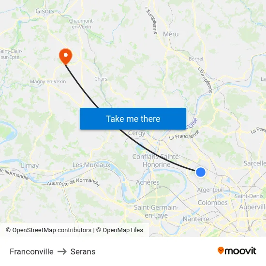 Franconville to Serans map