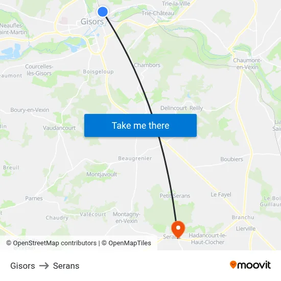 Gisors to Serans map