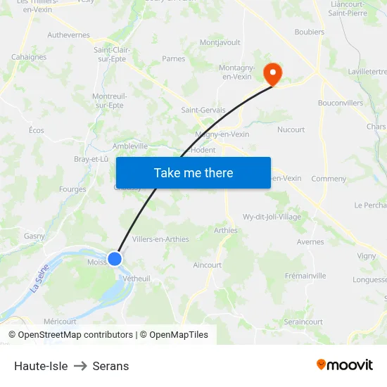 Haute-Isle to Serans map