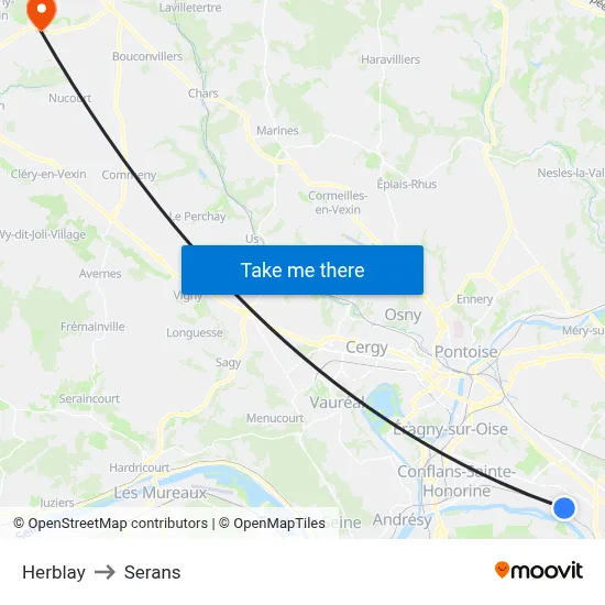 Herblay to Serans map