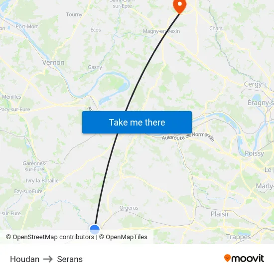 Houdan to Serans map