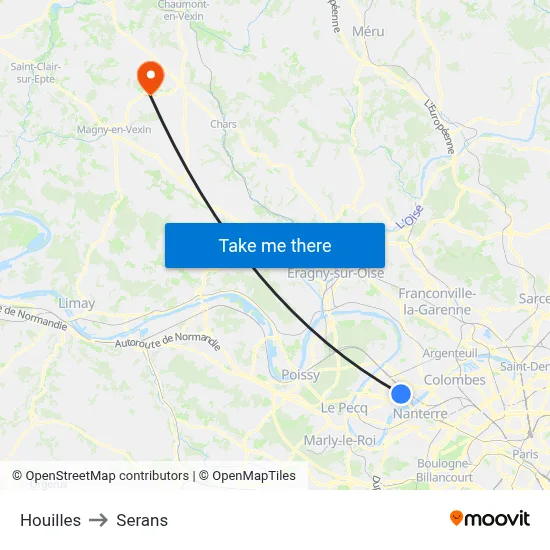 Houilles to Serans map