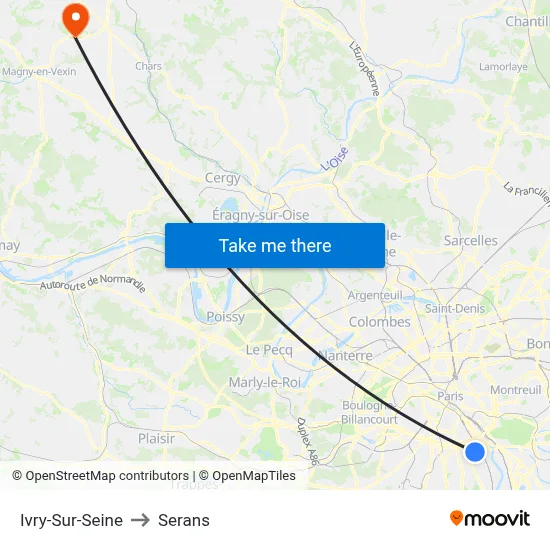 Ivry-Sur-Seine to Serans map