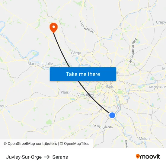 Juvisy-Sur-Orge to Serans map