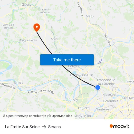 La Frette-Sur-Seine to Serans map