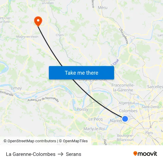 La Garenne-Colombes to Serans map