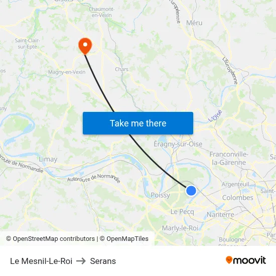 Le Mesnil-Le-Roi to Serans map