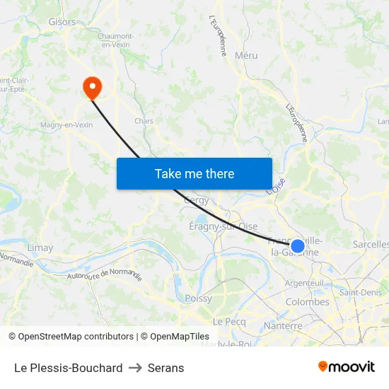 Le Plessis-Bouchard to Serans map