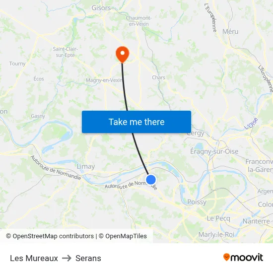 Les Mureaux to Serans map